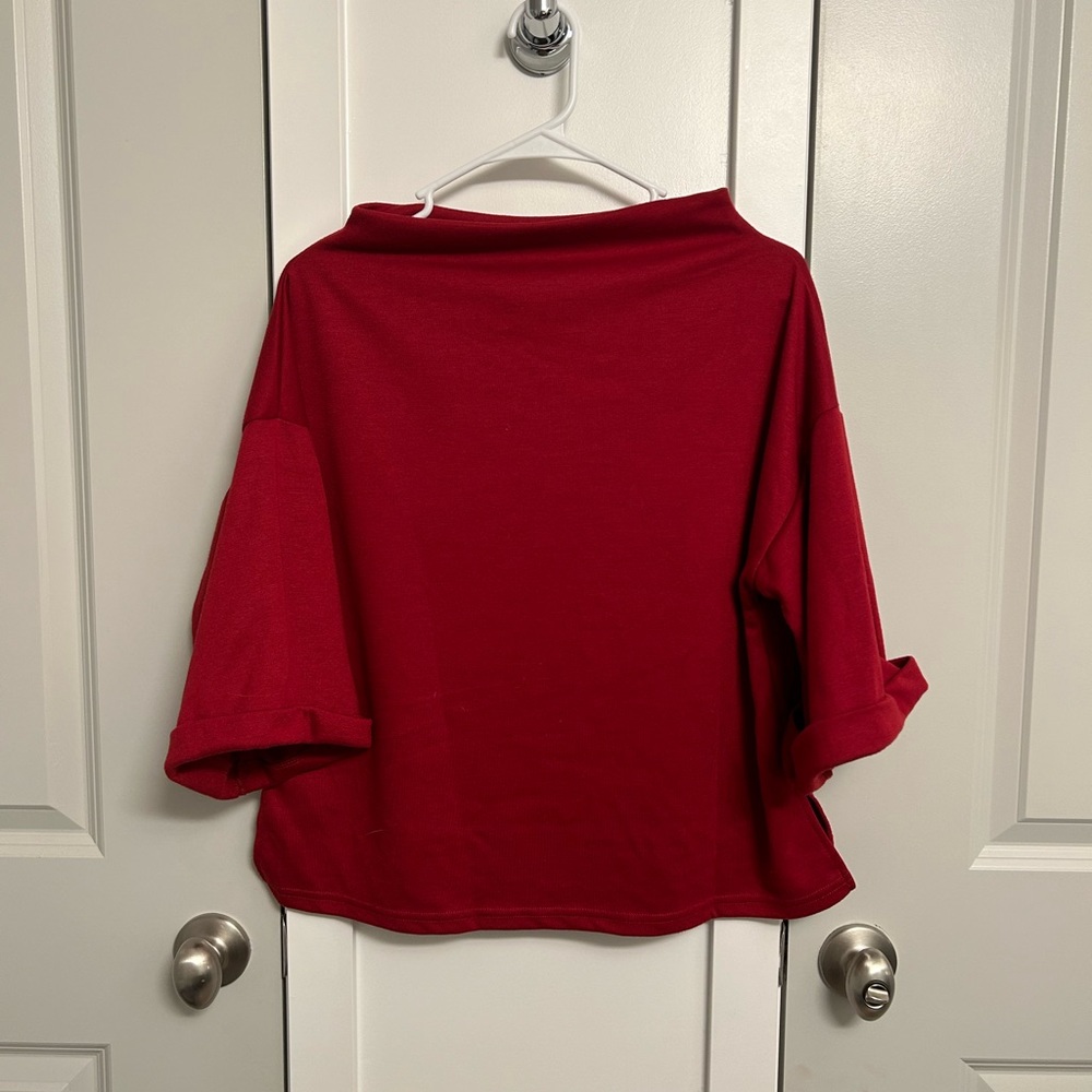 Red knit top
